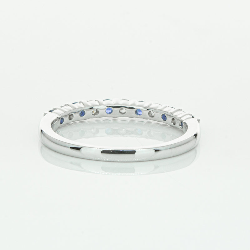 18ct White Gold Sapphire & Diamond Panorama Band-Ring-Walker & Hall