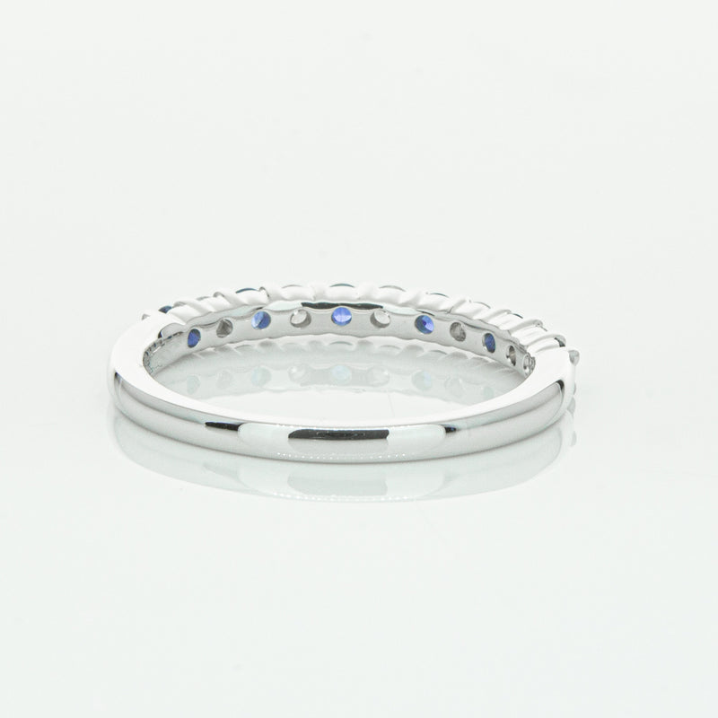 18ct White Gold Sapphire & Diamond Panorama Band-Ring-Walker & Hall