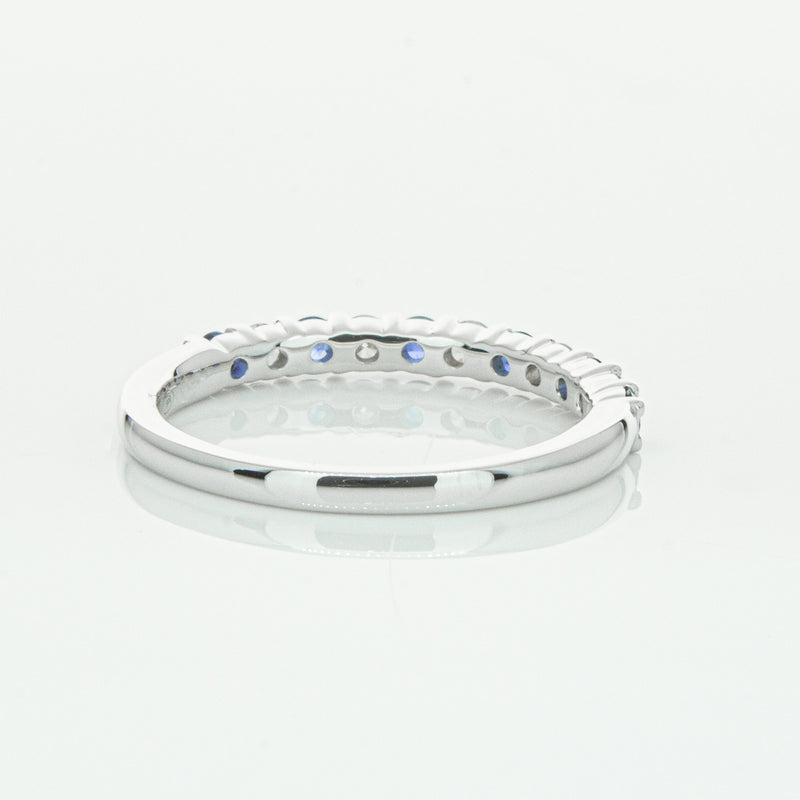 18ct White Gold Sapphire & Diamond Panorama Band-Ring-Walker & Hall