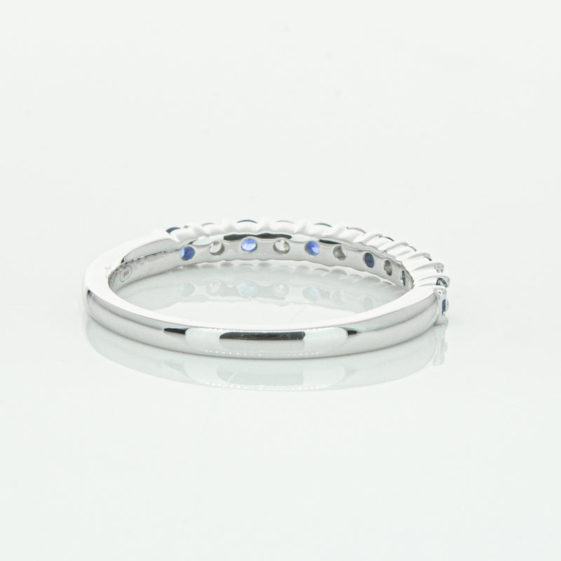 18ct White Gold Sapphire & Diamond Panorama Band-Ring-Walker & Hall