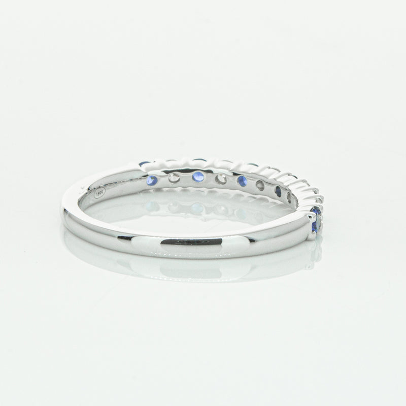 18ct White Gold Sapphire & Diamond Panorama Band-Ring-Walker & Hall