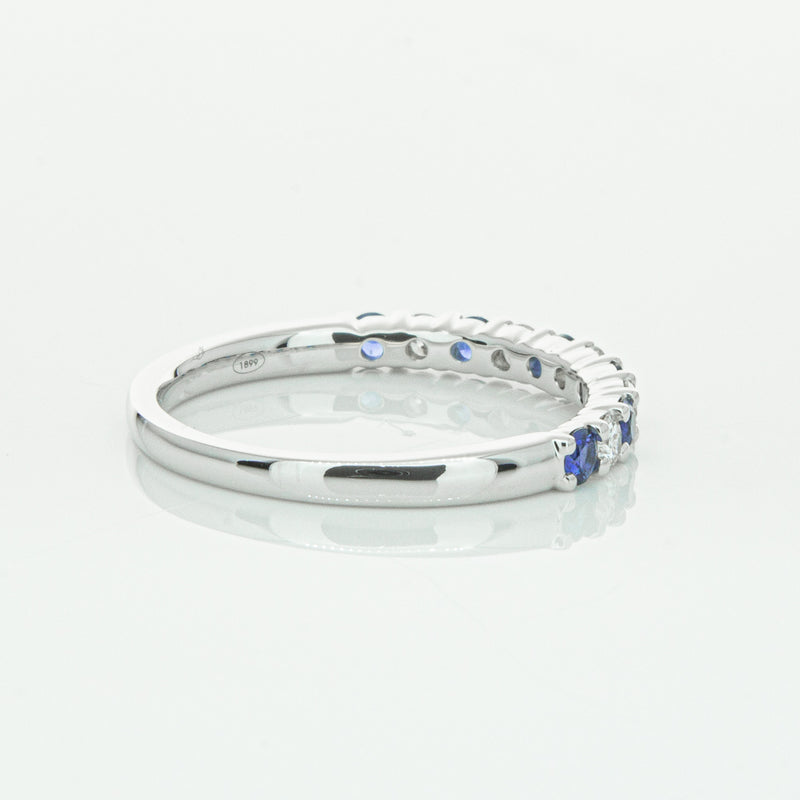 18ct White Gold Sapphire & Diamond Panorama Band-Ring-Walker & Hall
