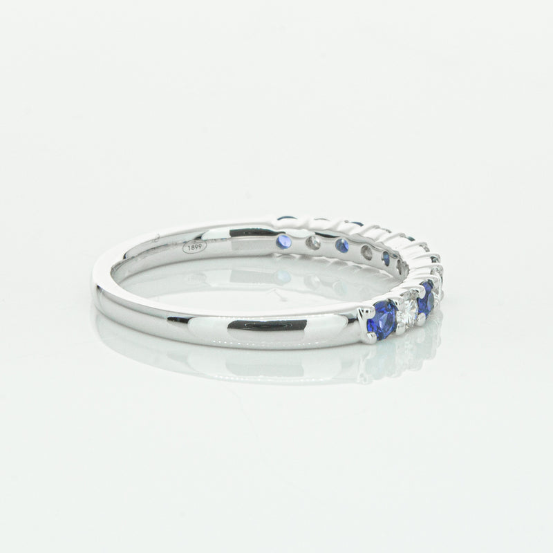 18ct White Gold Sapphire & Diamond Panorama Band-Ring-Walker & Hall