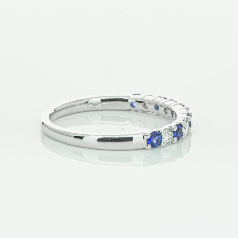 18ct White Gold Sapphire & Diamond Panorama Band-Ring-Walker & Hall