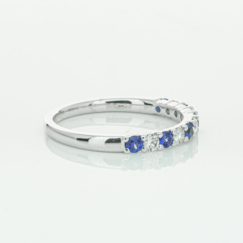 18ct White Gold Sapphire & Diamond Panorama Band-Ring-Walker & Hall