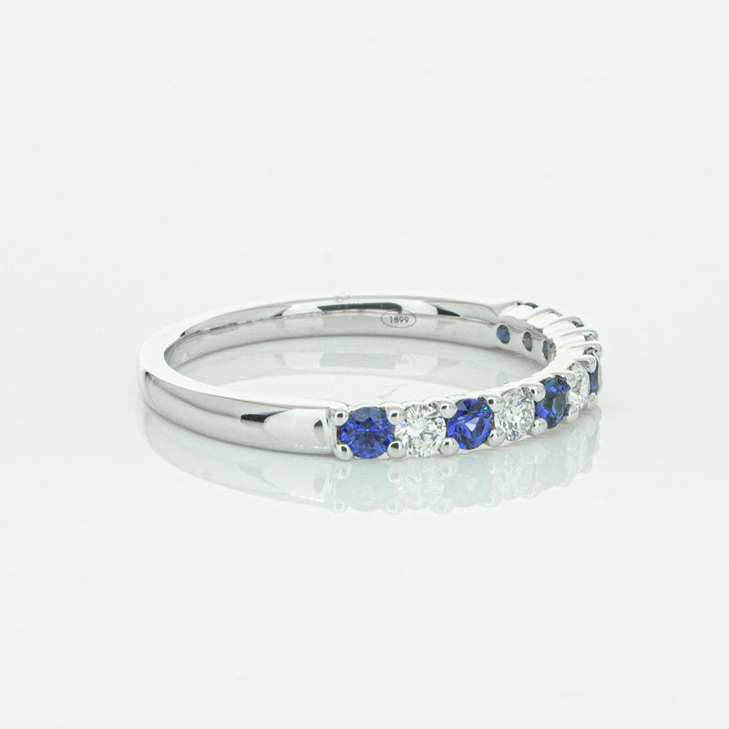 18ct White Gold Sapphire & Diamond Panorama Band-Ring-Walker & Hall
