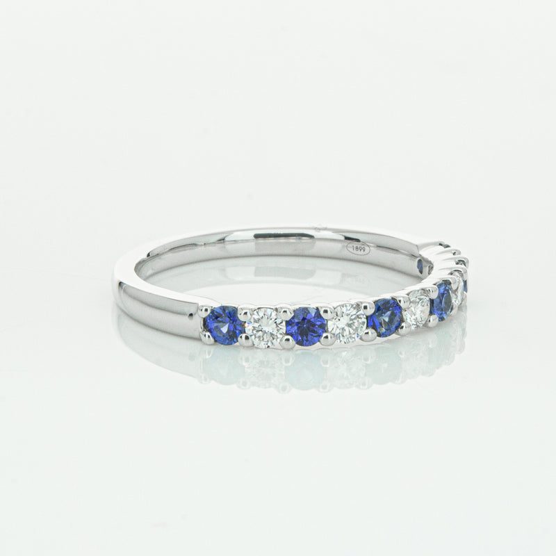 18ct White Gold Sapphire & Diamond Panorama Band-Ring-Walker & Hall