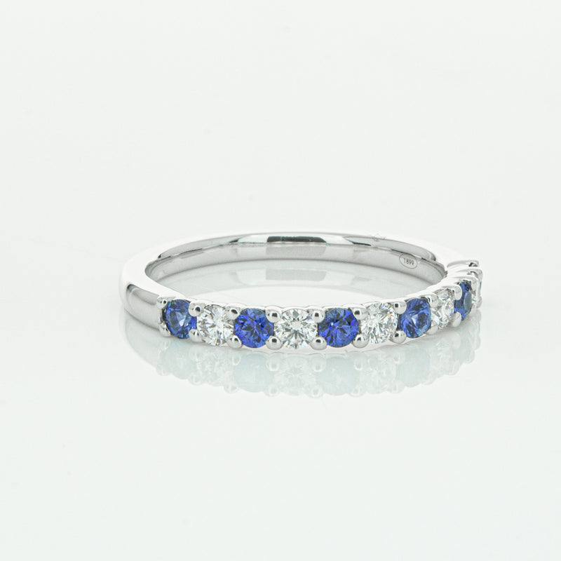18ct White Gold Sapphire & Diamond Panorama Band-Ring-Walker & Hall