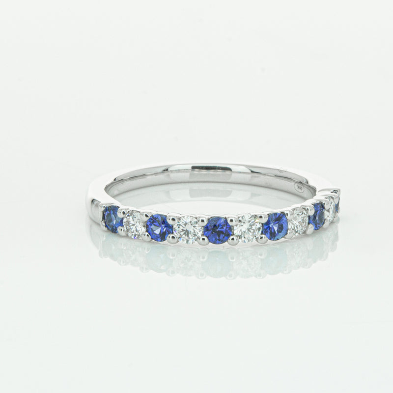 18ct White Gold Sapphire & Diamond Panorama Band-Ring-Walker & Hall