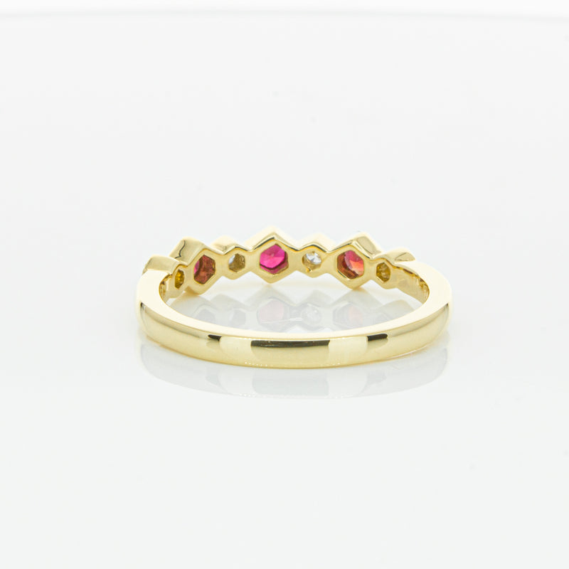 18ct Yellow Gold Ruby & Diamond Deco Band-Ring-Walker & Hall