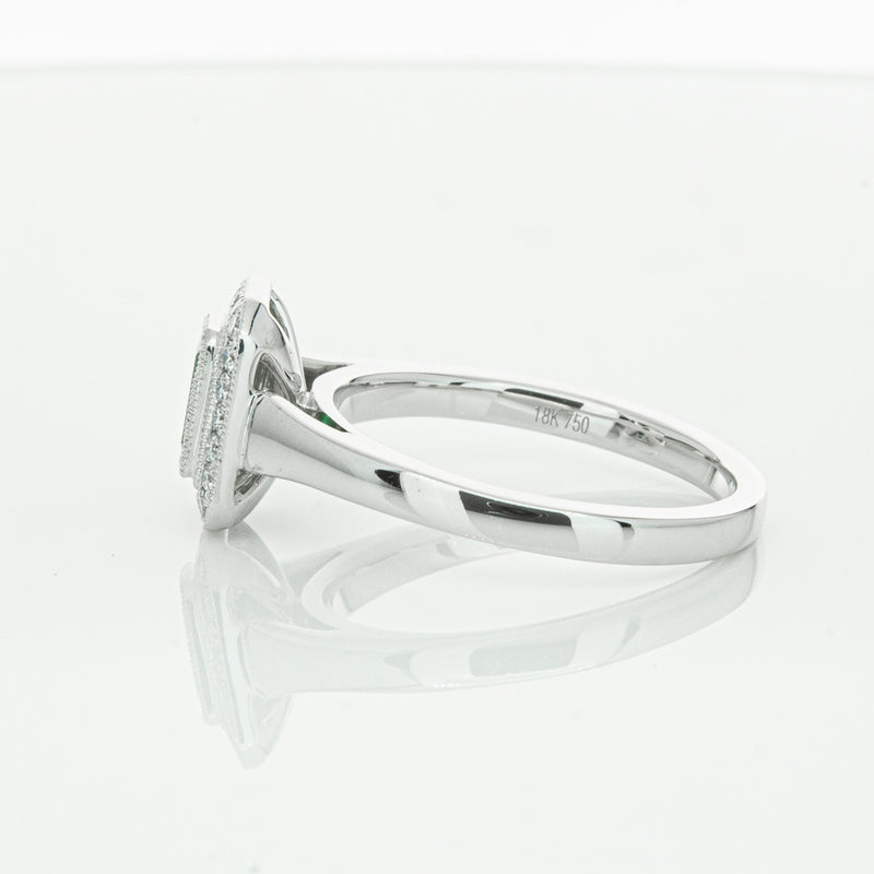 18ct White Gold Emerald & Diamond Ring-Ring-Walker & Hall