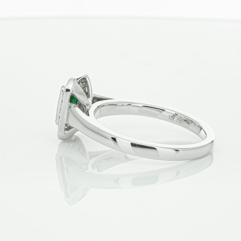 18ct White Gold Emerald & Diamond Ring-Ring-Walker & Hall