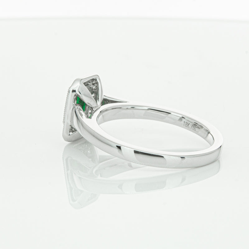 18ct White Gold Emerald & Diamond Ring-Ring-Walker & Hall