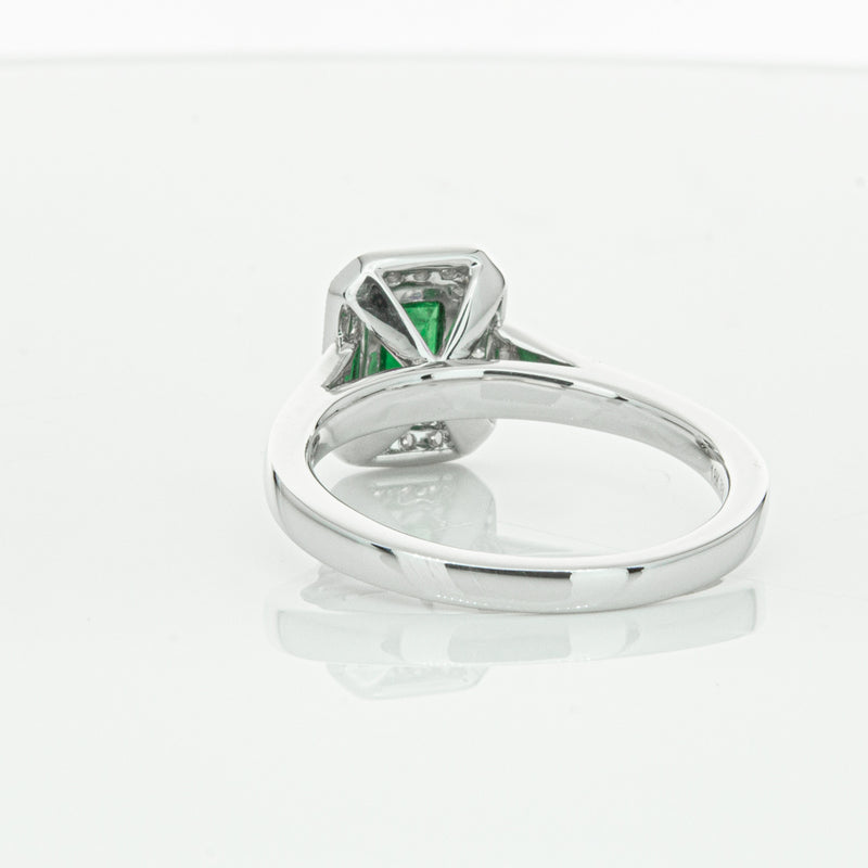 18ct White Gold Emerald & Diamond Ring-Ring-Walker & Hall