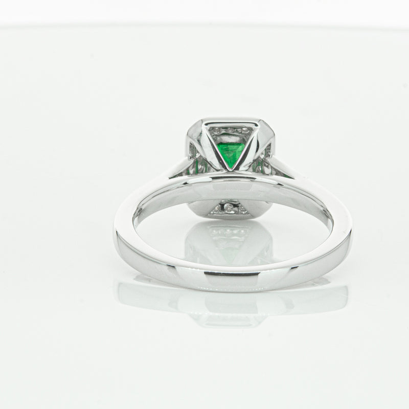18ct White Gold Emerald & Diamond Ring-Ring-Walker & Hall