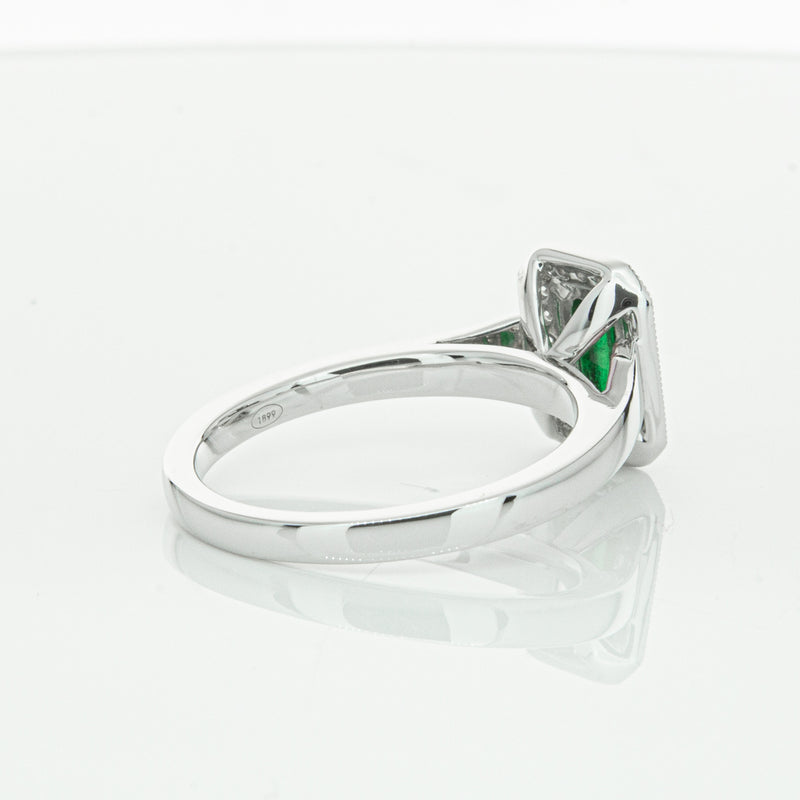 18ct White Gold Emerald & Diamond Ring-Ring-Walker & Hall