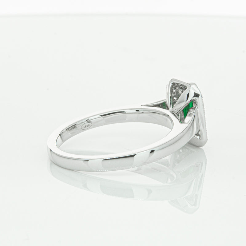 18ct White Gold Emerald & Diamond Ring-Ring-Walker & Hall