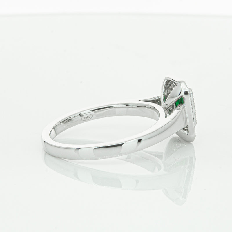 18ct White Gold Emerald & Diamond Ring-Ring-Walker & Hall