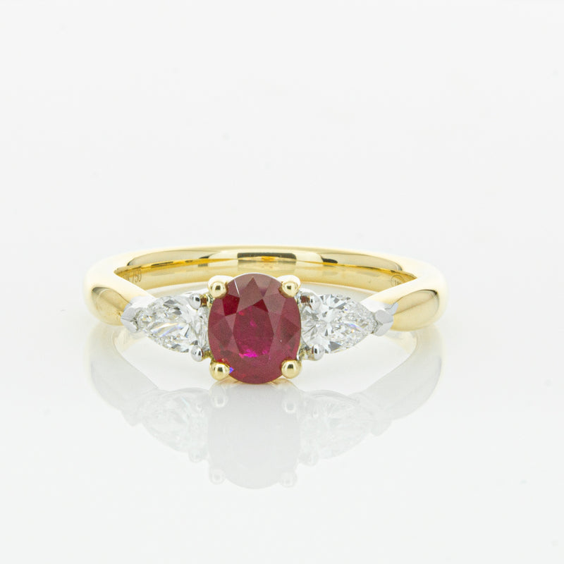 18ct Yellow Gold Ruby & Diamond Ring-Ring-Walker & Hall
