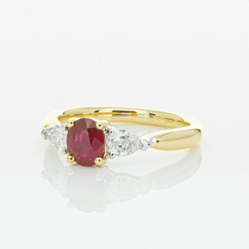 18ct Yellow Gold Ruby & Diamond Ring-Ring-Walker & Hall