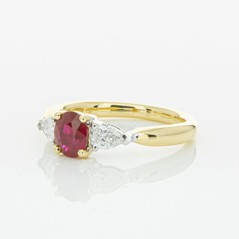 18ct Yellow Gold Ruby & Diamond Ring-Ring-Walker & Hall