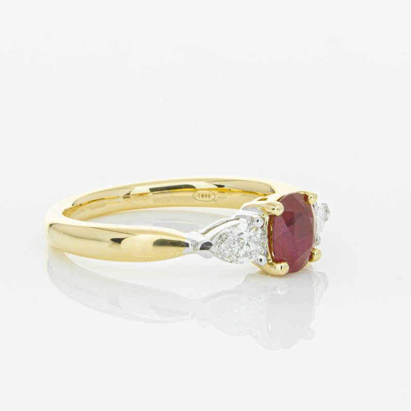 18ct Yellow Gold Ruby & Diamond Ring-Ring-Walker & Hall