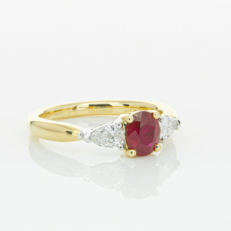 18ct Yellow Gold Ruby & Diamond Ring-Ring-Walker & Hall