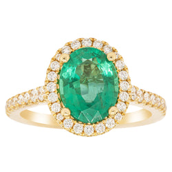 18ct Yellow Gold 1.94ct Emerald & Diamond Sierra Ring - Walker & Hall