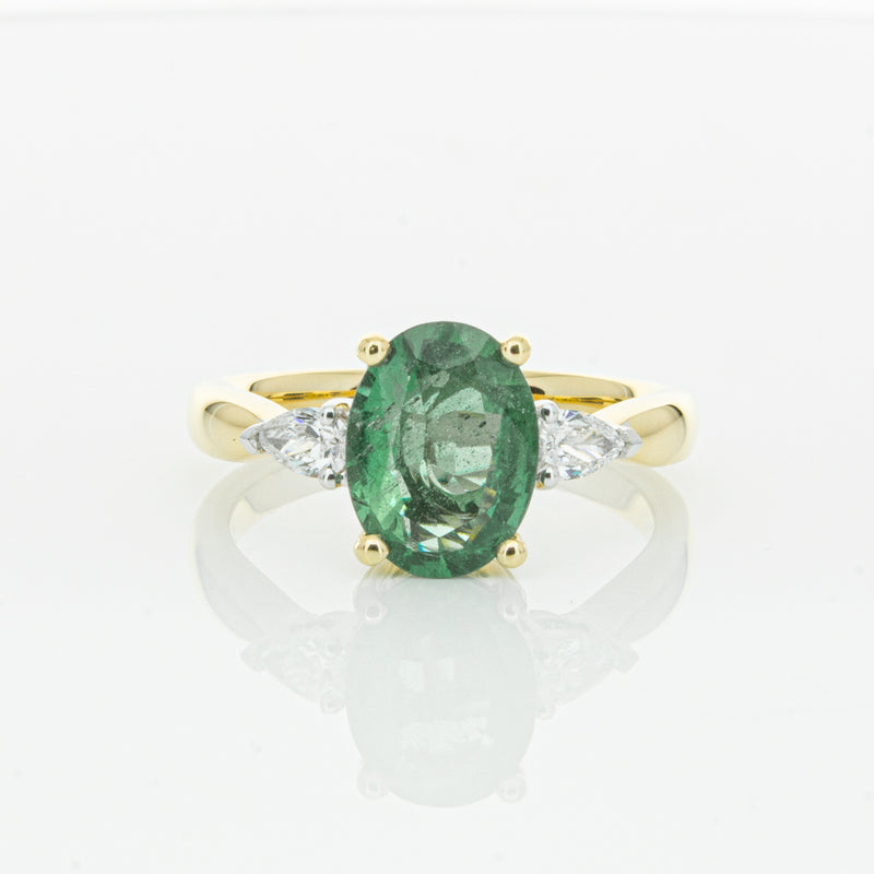 18ct Yellow Gold Emerald & Diamond Ring-Ring-Walker & Hall