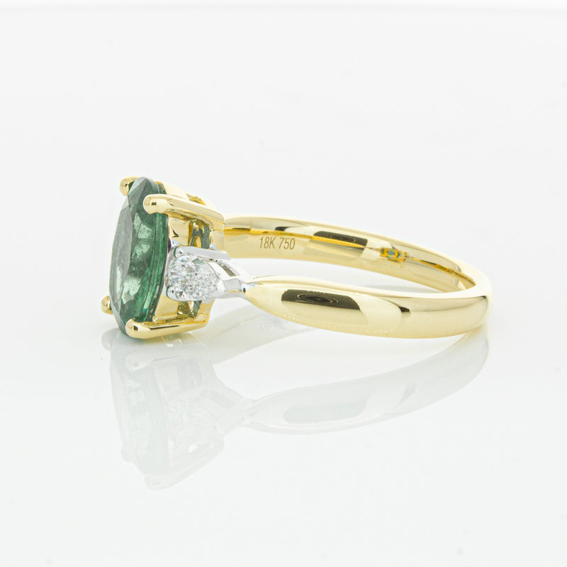 18ct Yellow Gold Emerald & Diamond Ring-Ring-Walker & Hall