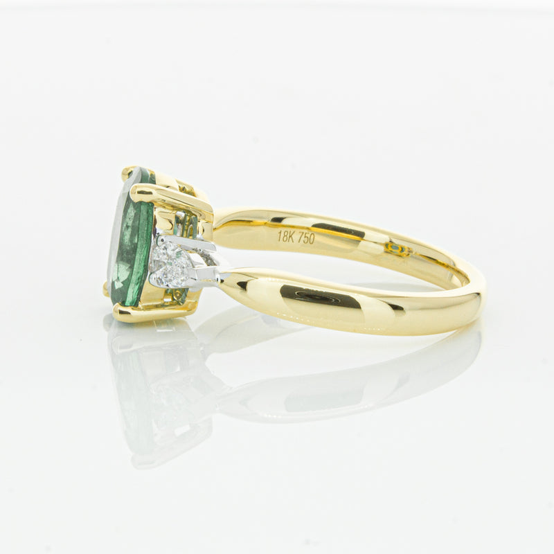 18ct Yellow Gold Emerald & Diamond Ring-Ring-Walker & Hall