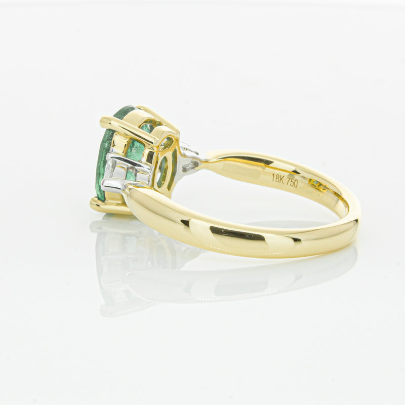 18ct Yellow Gold Emerald & Diamond Ring-Ring-Walker & Hall
