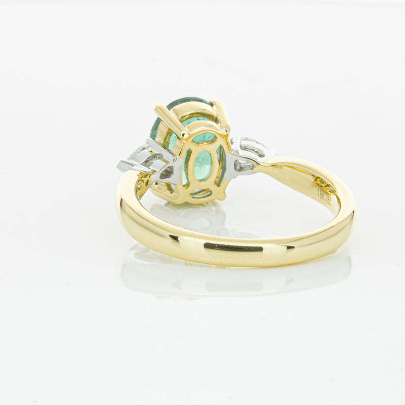 18ct Yellow Gold Emerald & Diamond Ring-Ring-Walker & Hall