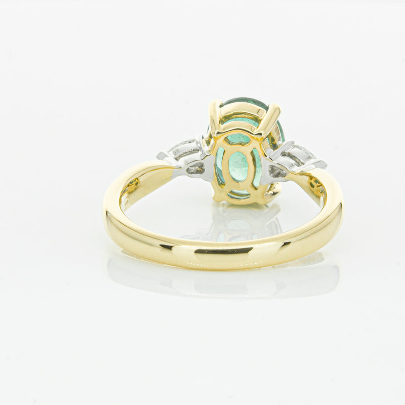18ct Yellow Gold Emerald & Diamond Ring-Ring-Walker & Hall