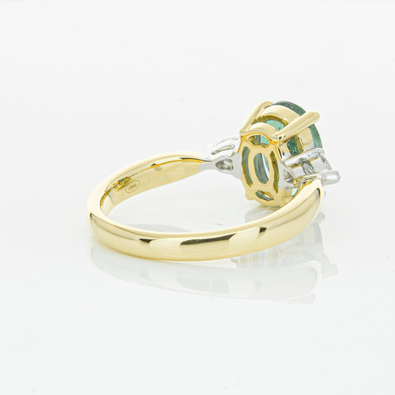 18ct Yellow Gold Emerald & Diamond Ring-Ring-Walker & Hall