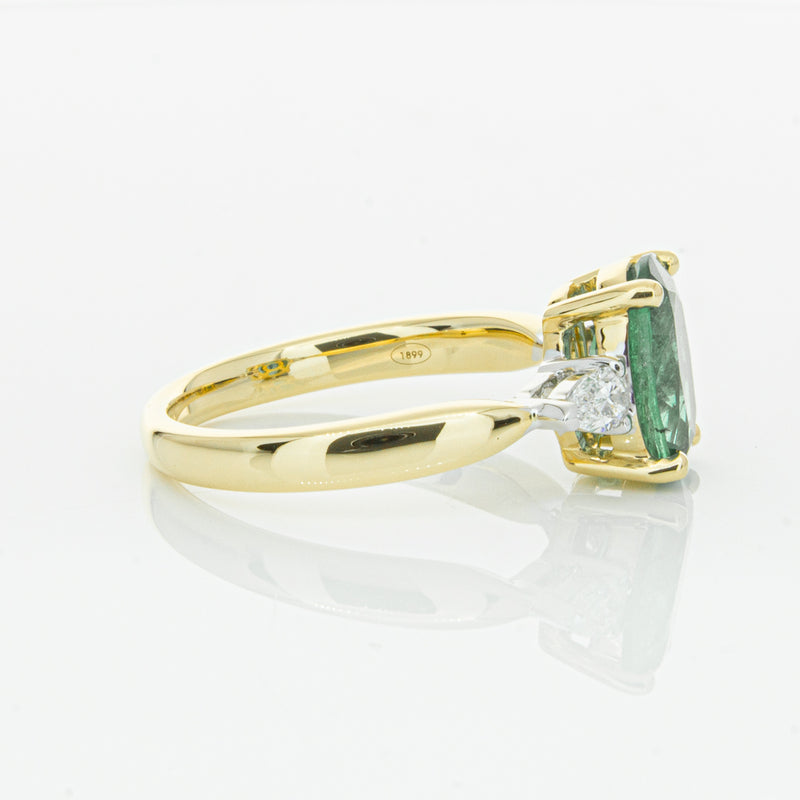 18ct Yellow Gold Emerald & Diamond Ring-Ring-Walker & Hall