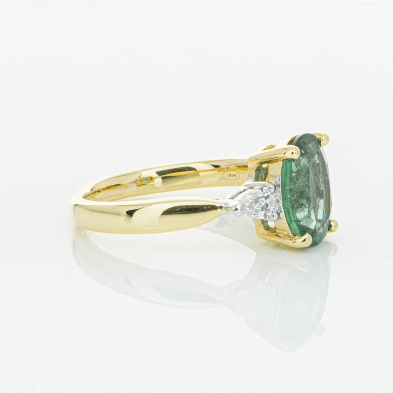18ct Yellow Gold Emerald & Diamond Ring-Ring-Walker & Hall