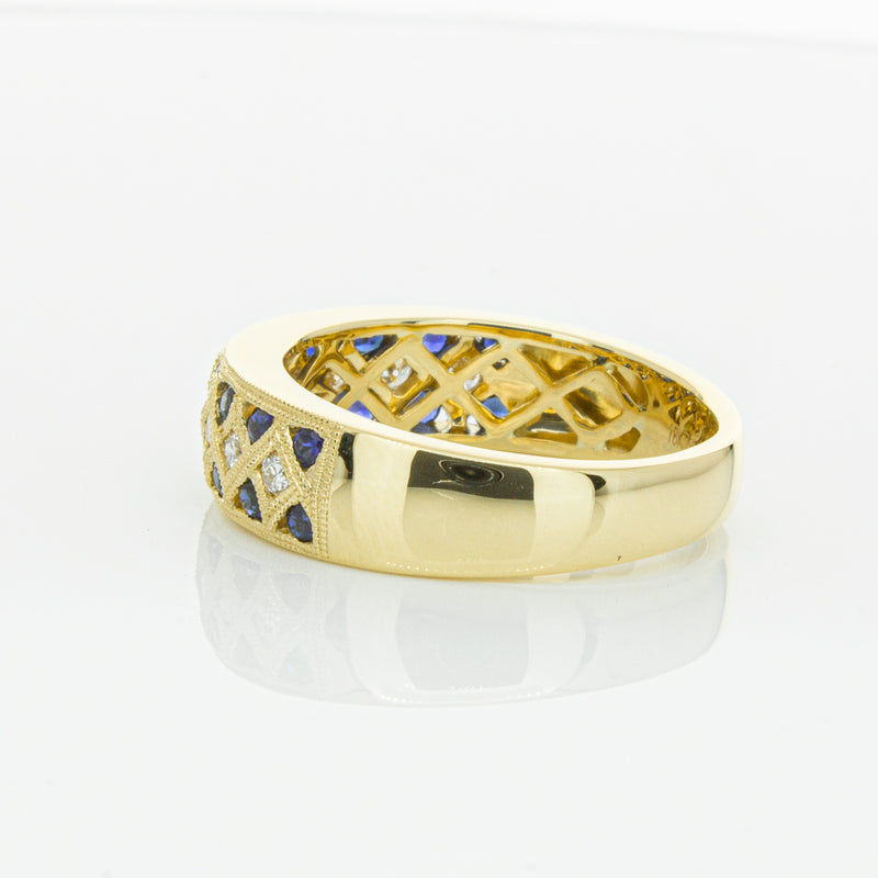 18ct Yellow Gold Sapphire & Diamond Honour Band-Ring-Walker & Hall