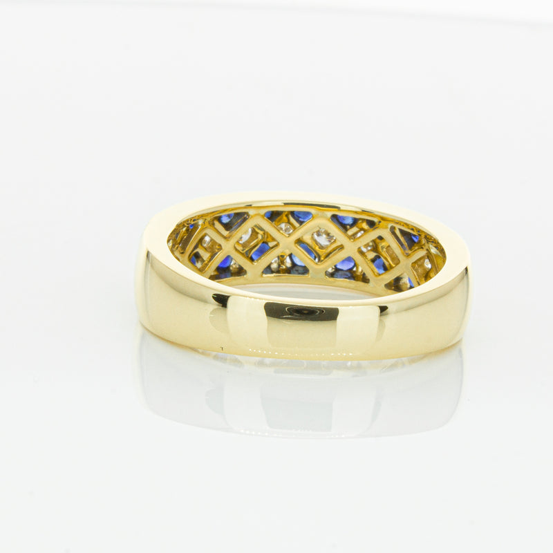 18ct Yellow Gold Sapphire & Diamond Honour Band-Ring-Walker & Hall