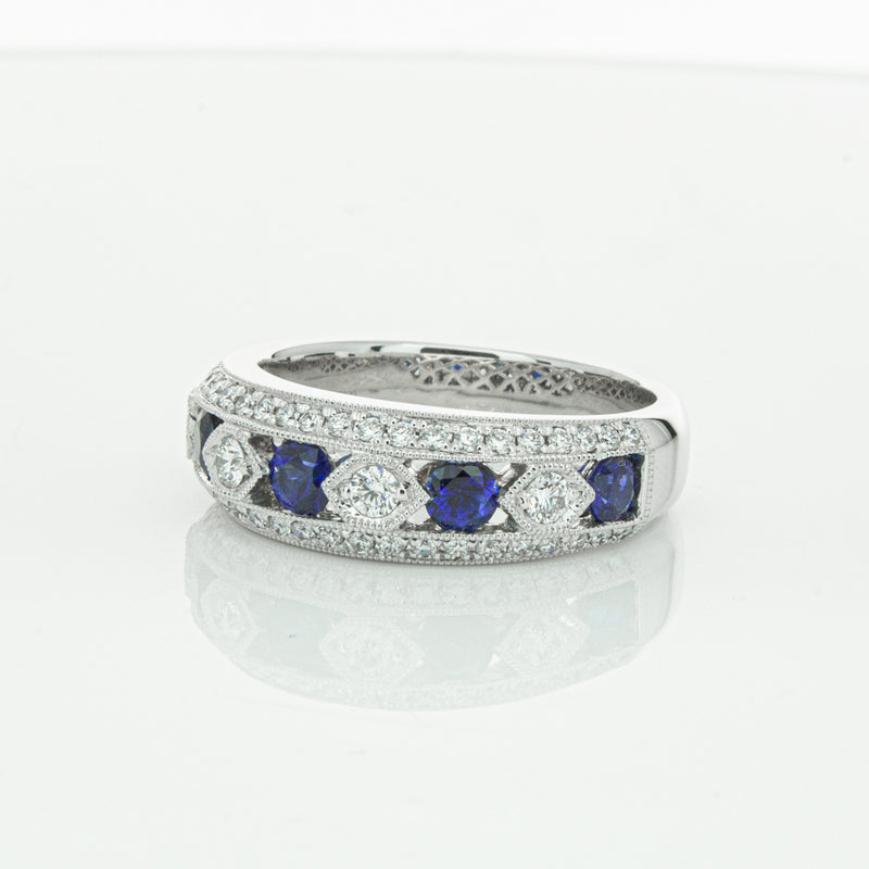 18ct White Gold Sapphire & Diamond Cecelia Ring-Ring-Walker & Hall
