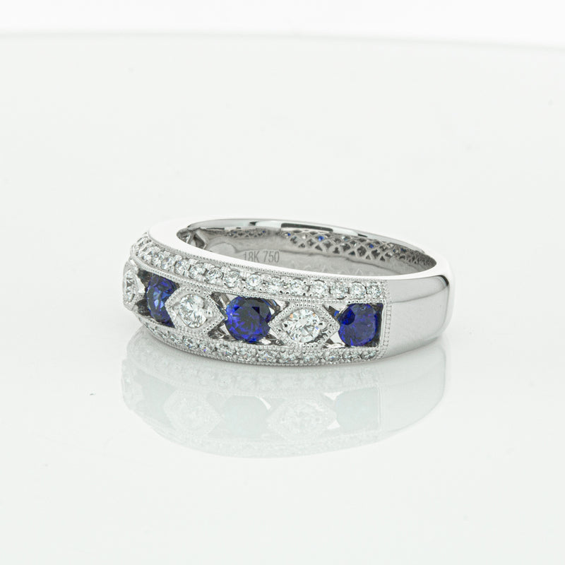 18ct White Gold Sapphire & Diamond Cecelia Ring-Ring-Walker & Hall