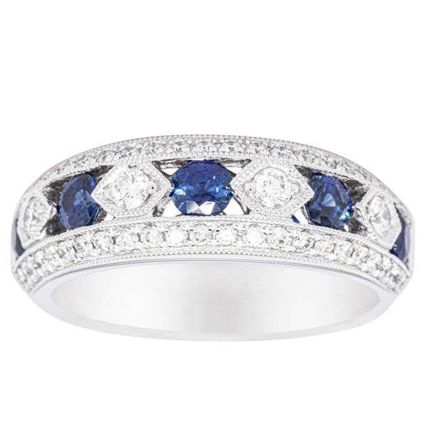 18ct White Gold .75ct Sapphire & Diamond Cecelia Ring - Ring - Walker & Hall