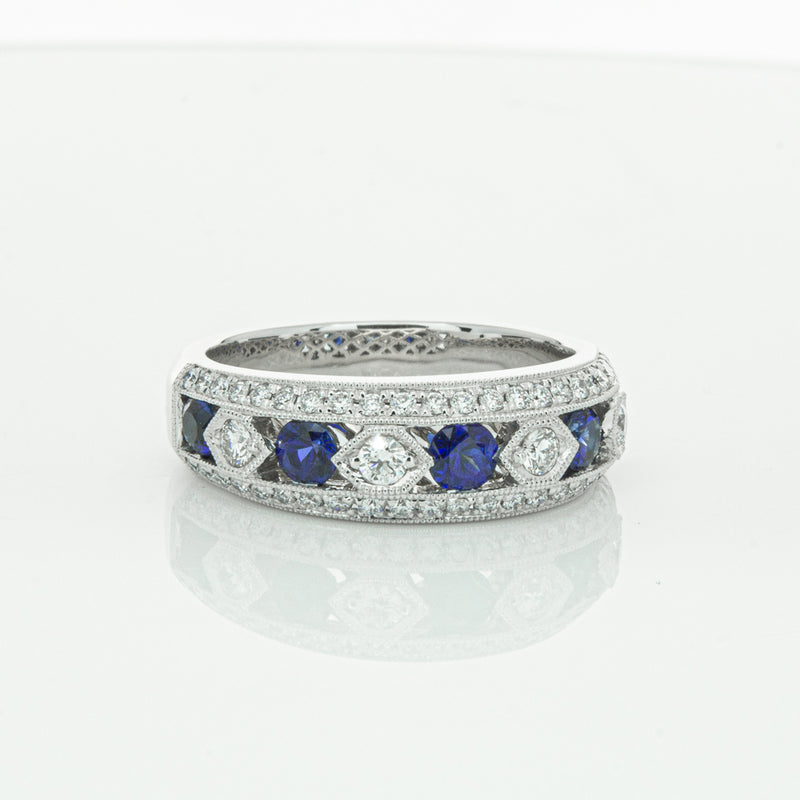 18ct White Gold Sapphire & Diamond Cecelia Ring-Ring-Walker & Hall