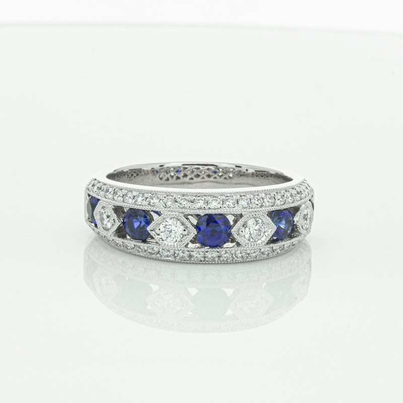 18ct White Gold Sapphire & Diamond Cecelia Ring-Ring-Walker & Hall