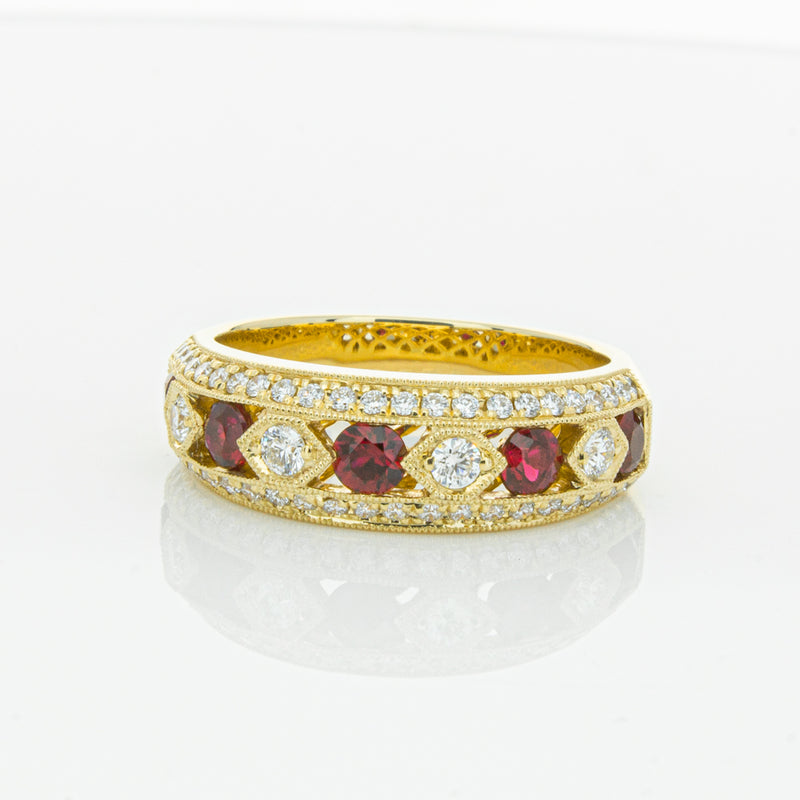 18ct Yellow Gold Ruby & Diamond Cecelia Ring-Ring-Walker & Hall