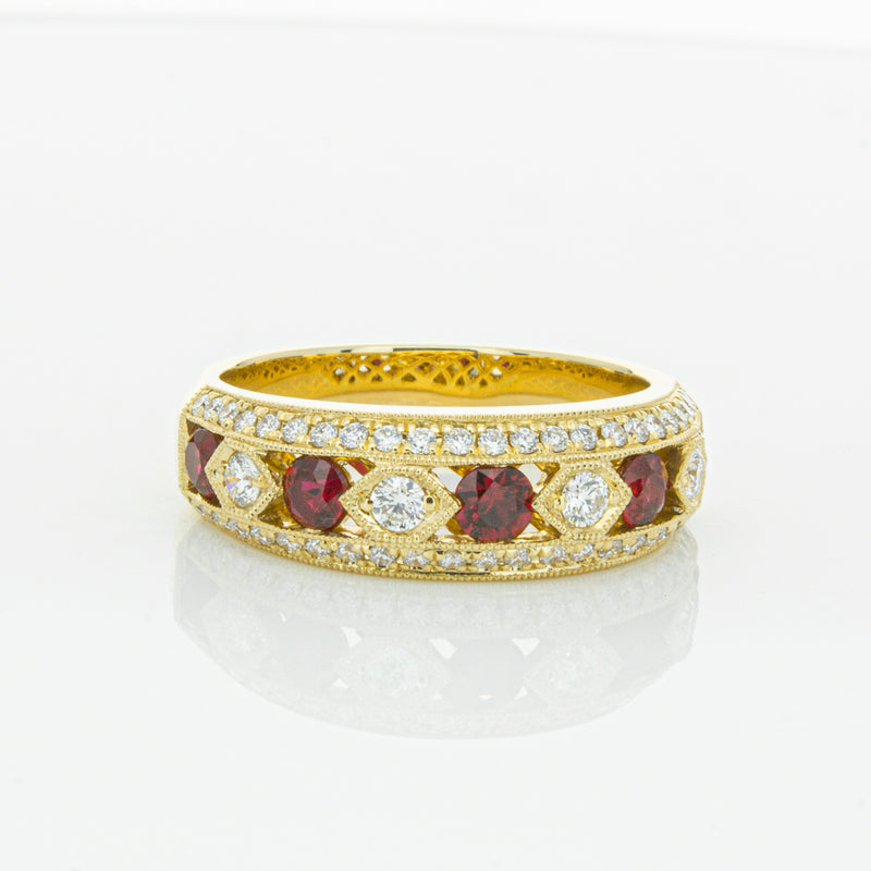 18ct Yellow Gold Ruby & Diamond Cecelia Ring-Ring-Walker & Hall