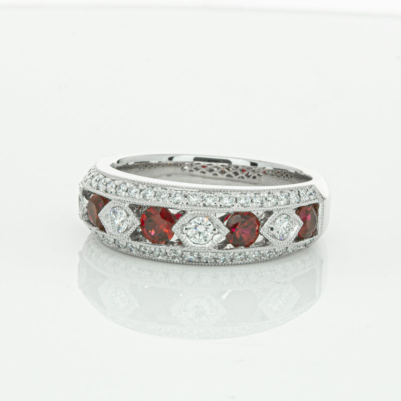 18ct White Gold Ruby & Diamond Cecelia Ring-Ring-Walker & Hall