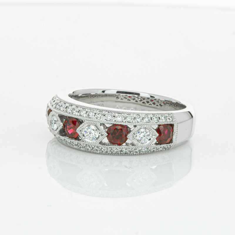 18ct White Gold Ruby & Diamond Cecelia Ring-Ring-Walker & Hall