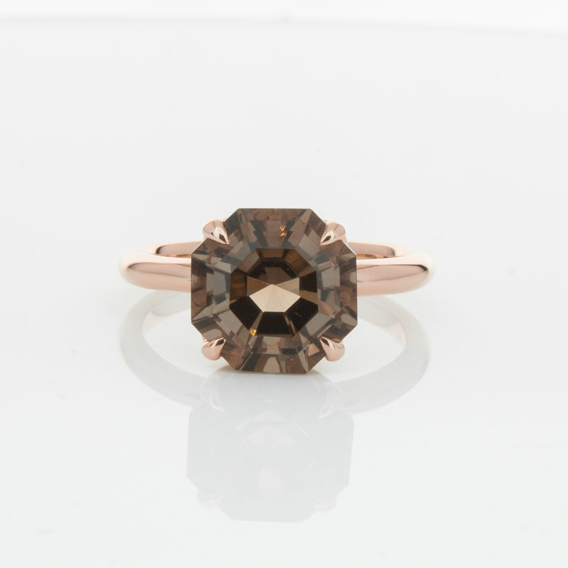 18ct Rose Gold Smoky Quartz Octavia Ring-Ring-Walker & Hall