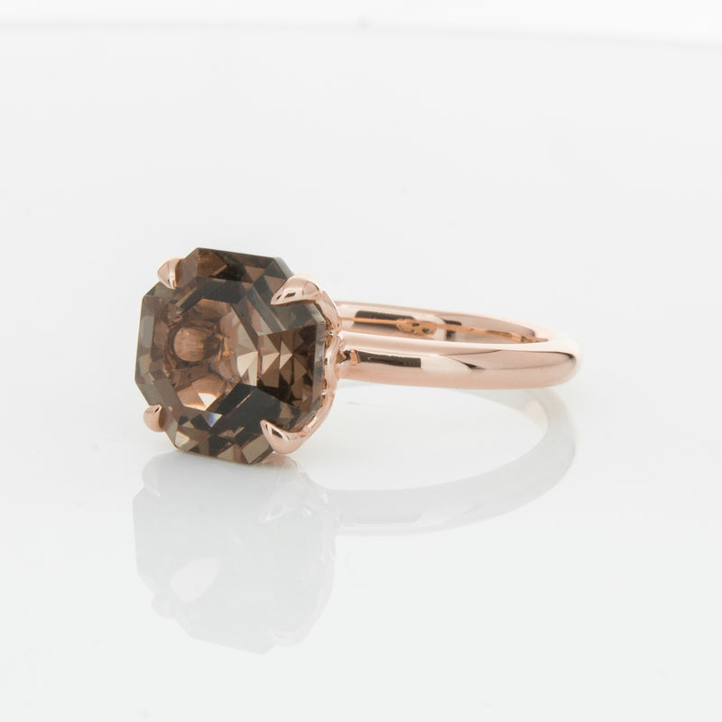 18ct Rose Gold Smoky Quartz Octavia Ring-Ring-Walker & Hall